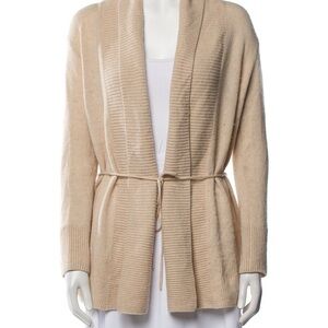 Vince Beige Shawl Color Belted Cardigan Cashmere and Wool